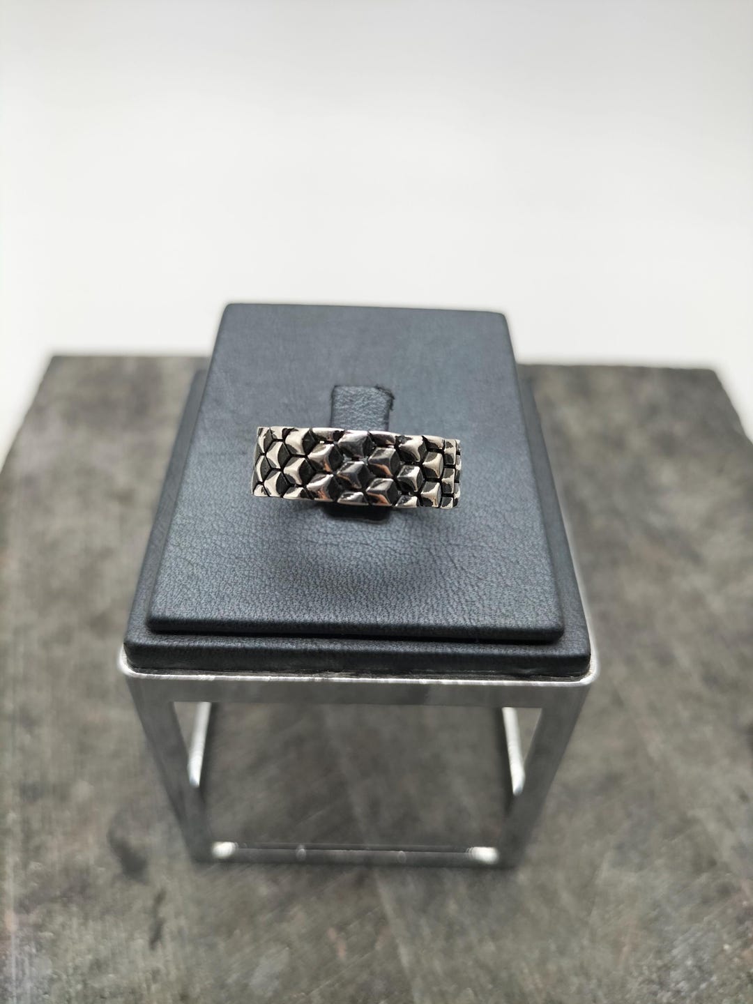 Men’s Scale Pattern Silver Ring, Oxidized Sterling Silver Band, Armor ...
