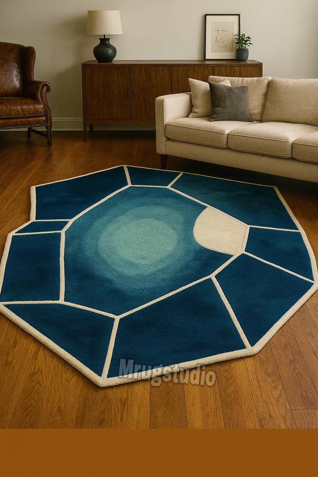 Contemporary Blue Gemstone Rug | Handmade Tufted Wool Carpet | Unique ...