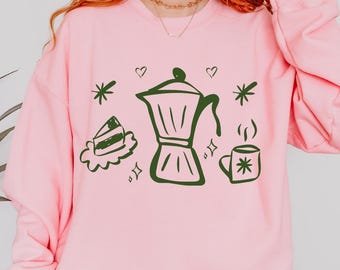 コーヒー愛好家スウェットシャツ、コーヒースウェットシャツ、かわいい秋スウェットシャツ、コーヒー愛好家ギフト、エスプレッソスウェットシャツ、コーヒークルーネック、スウェットシャツ