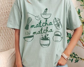 Camiseta de Matcha Comfort Colors®, regalo para amantes del matcha, camiseta de té verde, camiseta de matcha latte, amante del té verde, camiseta gráfica con estética de cafetería, camiseta bonita