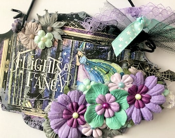 Witch Mixed Media Plaque Ornament | Graphic45 Midnight Tales Ornament | Witch Mixed Media Ornament