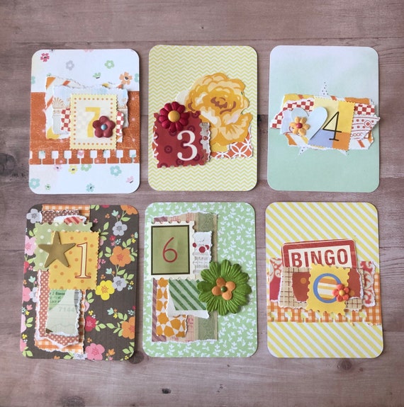 6 Project Life Embellished Pocket Cards, Number Themed Journaling Cards Il_570xn