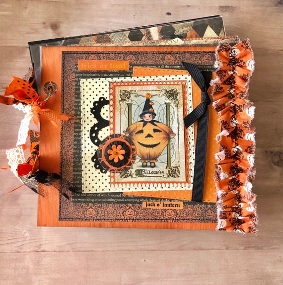 Halloween Scrapbook, 6x6 Photobook, Handcrafted Scrapbook, Halloween, Scrapbook Layouts, Witch Scrapbook Il_570xn