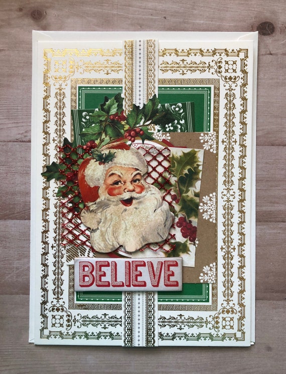4 Vintage Gold Christmas Card Set Il_570xn