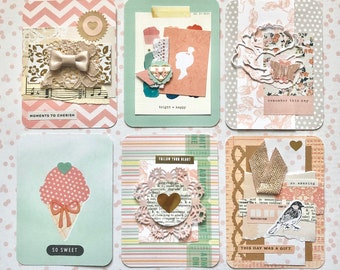 6 Project Life Embellished Pocket Cards, Journaling Cards, ProjectLife Cards