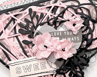 Diamond Mini Album | Black, Pink & White Mini Album | Handmade Mini Album