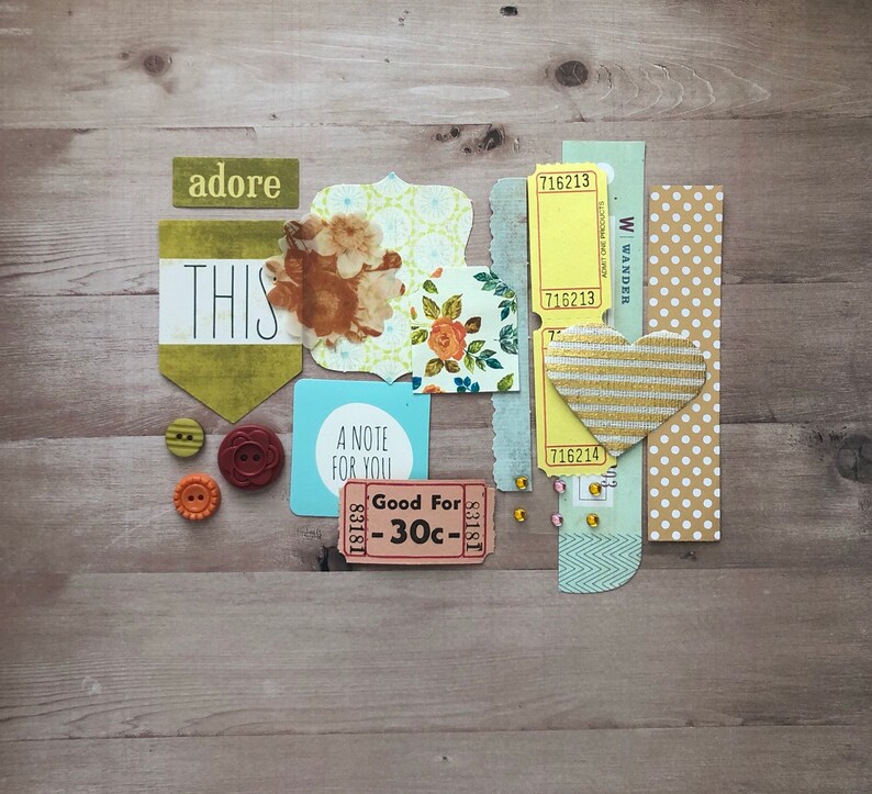 Junk Journal Kit, Floral Pattern Library Pocket