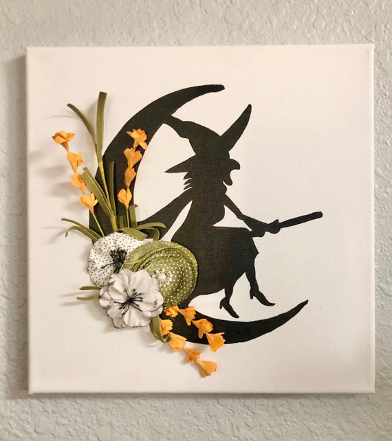 Witch Canvas | Floral Witch Wall Art Il_570xn