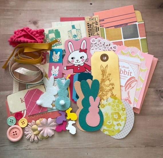 Easter Theme Ephemera, Library Pocket Junk Journal Kit Il_570xn
