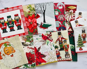 21 Assorted Decoupage Christmas Napkins, Christmas Napkins, Decoupage Napkin
