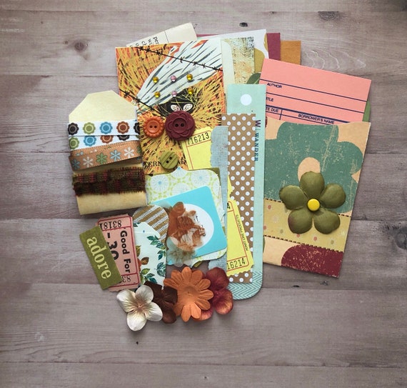 Floral Pattern Library Pocket, Junk Journal Kit, Ephemera Kit Il_570xn