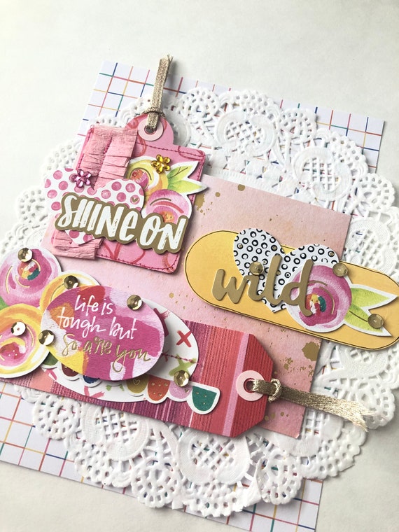 3 Embellished Tags, Paper Tag Embellishments, Floral Tags, Ki Company Tags Il_570xn
