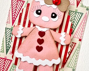 Gingerbread Girl Embellishment | Handmade Embellishment | Christmas Embellishment