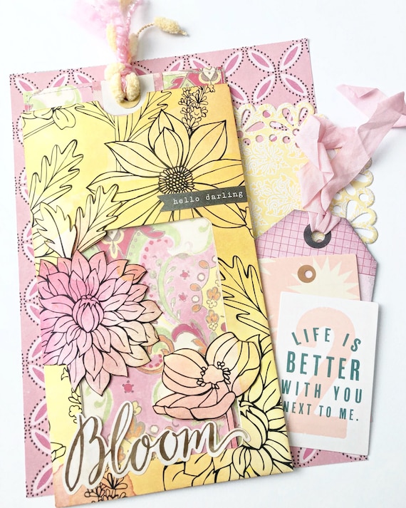 Floral Pocket Journaling Tag, Spring Junk Journal Kit, Junk Journal Kit, Ephemera Kit, Envelope Pocket Il_570xn