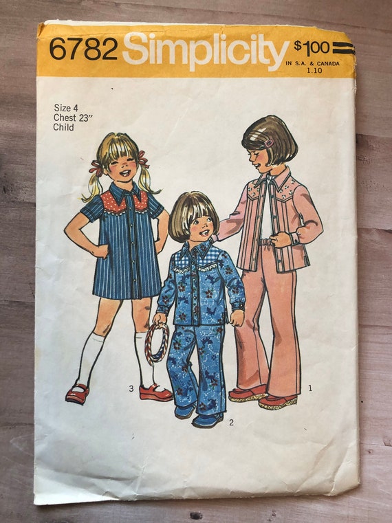 1974 Vintage Children Sewing Pattern | Simplicity Dress and Pant Sewing Pattern Il_570xn
