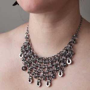Chainmaille Necklace | Stainless Steel Jewelry | READY TO SHIP | Beaded Graduated Jewellery | Chain Maille | Statement Collar | Chainmail
