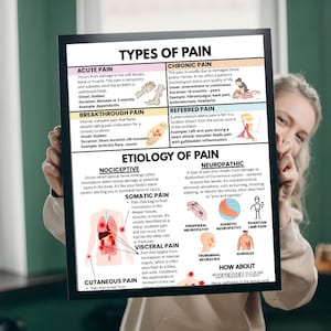 Pain Types Chart PDF | Nursing Study Guide | Medical Pain Assessment Printable | A4 Instant Download