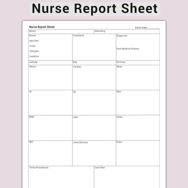 Informe de enfermería de MedSurg, turno diurno (descarga digital)