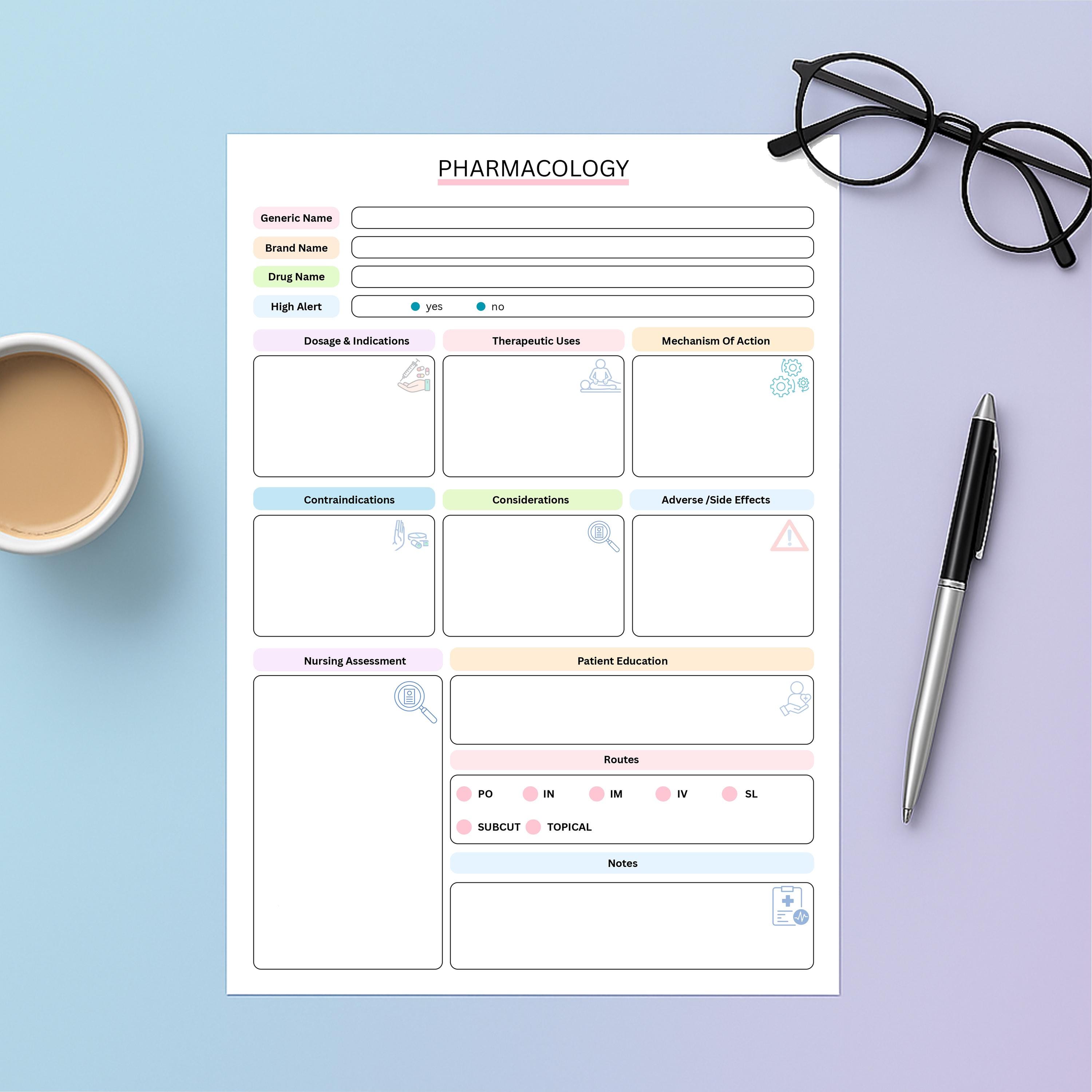 Editable Pharmacology Study Sheet, Nursing Meds Guide (PDF) - Etsy