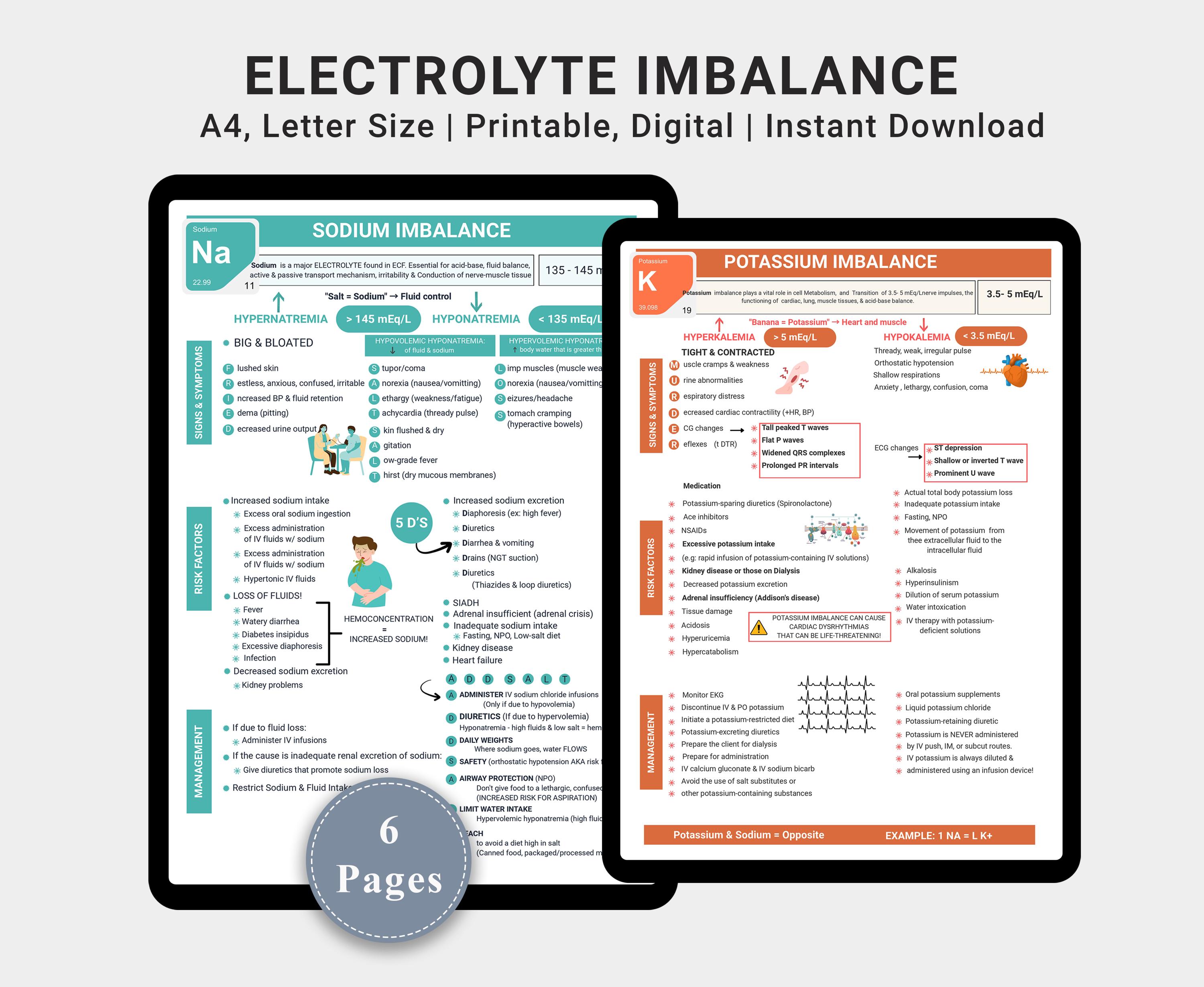 Electrolyte Imbalances Study Guide PDF - Etsy
