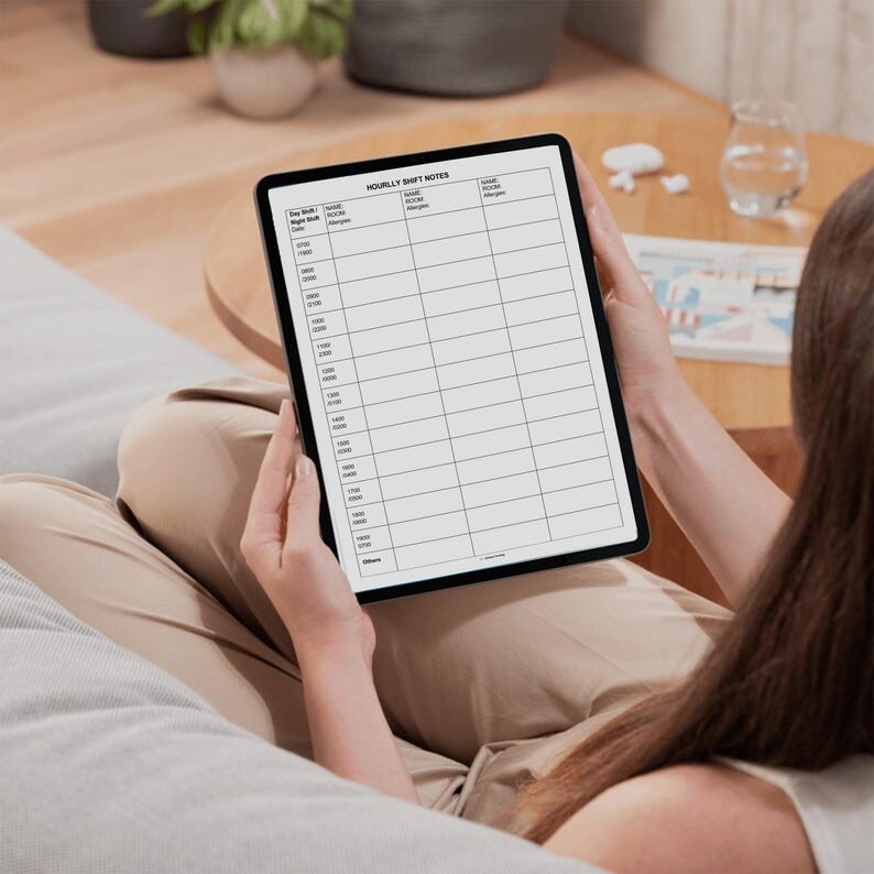 Day Shiftnote Nurse Report Sheet | Hourly Shift Organizer Template (canva & PDF) - Etsy