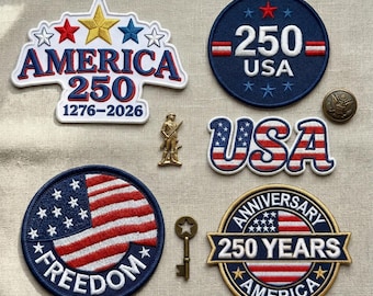 Parche bordado de los 250 años de Estados Unidos, bandera de EE. UU. 1776-2026 para planchar en gorras y uniformes, fuegos artificiales patrióticos de la libertad de EE. UU., regalo para el Día de la Independencia.