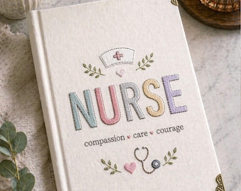 Cuaderno personalizado con estetoscopio y gorro médicos bordados, regalo para enfermera titulada.