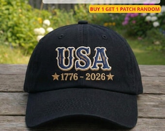 Gorra bordada de EE. UU., águila 1776-2026, blanca, talla 45/47, aniversario del 4 de julio, gorra con bandera patriótica estadounidense, regalo del orgullo estadounidense.