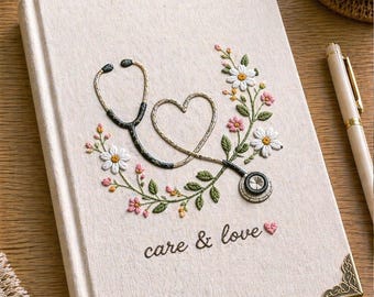 Cuaderno personalizado bordado para profesionales de la salud, regalo de cumpleaños significativo para médicos.