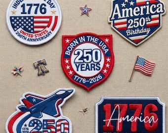 Parche bordado de los 250 años de Estados Unidos, fuegos artificiales patrióticos de la libertad de EE. UU., bandera de EE. UU. 1776-2026 para planchar en gorras y uniformes, regalo para el Día de la Independencia.