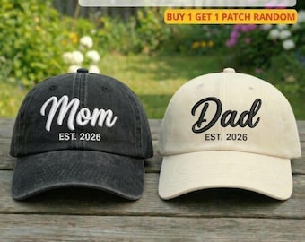 Gorra personalizada bordada para papá y mamá, gorra de sol personalizada con fecha, gorra para anunciar el nacimiento del bebé, gorra a juego, regalo para la nueva mamá, regalo del Día del Padre