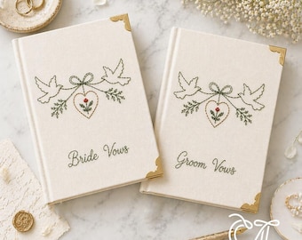 Cuaderno personalizado bordado con los votos de los novios, regalo romántico de compromiso.