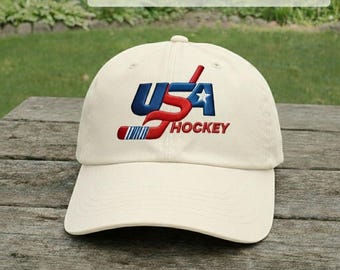 Gorra bordada de hockey sobre hielo de EE. UU., sombrero patriótico vintage de los años 90, regalo para deportes de invierno.