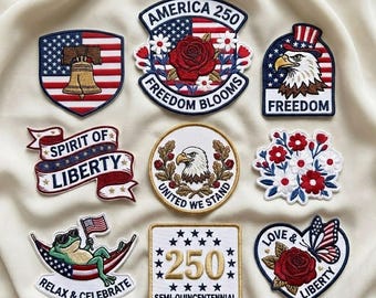 Parche bordado del 250 aniversario de la Independencia, fuegos artificiales patrióticos de la libertad de EE. UU., bandera de EE. UU. 1776-2026 para planchar en gorras y uniformes, regalo para veteranos de EE. UU.