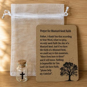 Pot Faith aux graines de moutarde | Cadeau chrétien pour le baptême | Groupe religieux | Petit cadeau