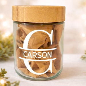 Personalized Jar Monogram | Custom Glass Jar | Minimalist Home Decor | Gift for Mom | Wedding Favor | Bathroom Storage Kitchen