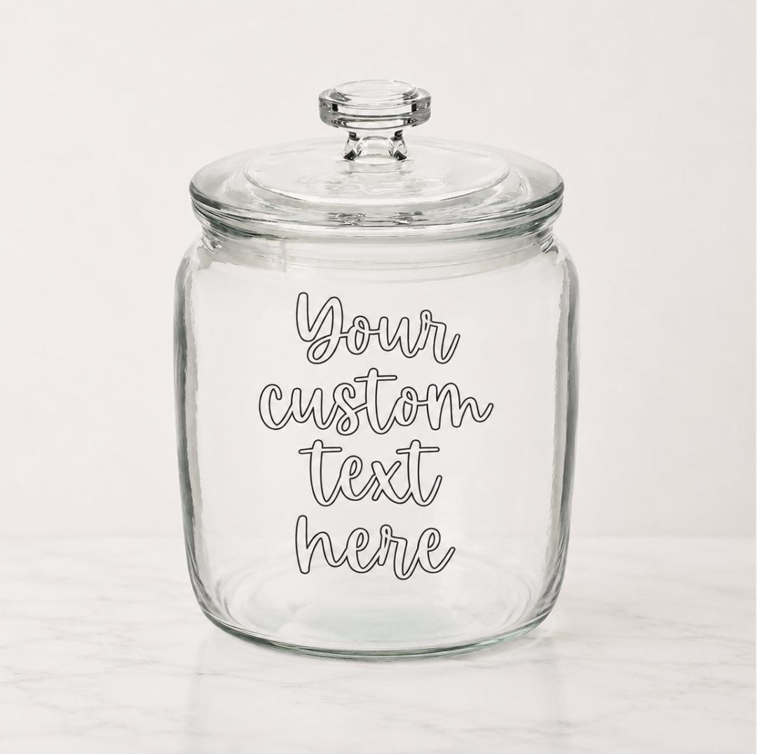 Personalized Glass Jar With Lid | Custom Text | 25 Oz Kitchen Storage ...