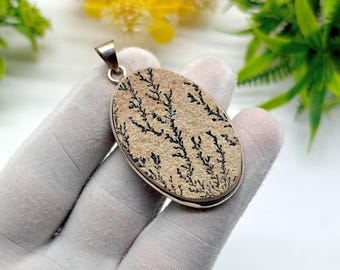 Psilomelane Dendrite Druzy Necklace: Sterling Silver Healing Pendant