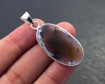 Dendrite Agate Pendant Sterling Silver Pendant Gemstone Jewelry Crystal Bezel , Gift For Mother