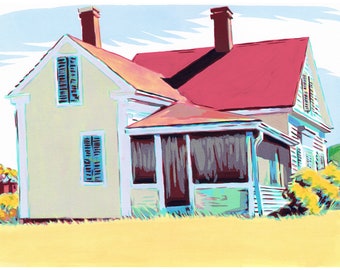 « Edward Hopper a inspiré l'art original de Marshall's House réalisme américain art mural moderne architecture œuvre d'art 12 par 16 » par KomarovArt