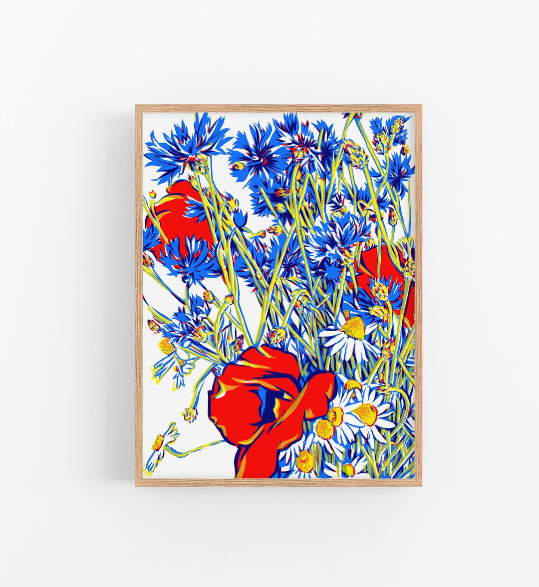 Wildflower Art Print Floral Wall Art Botanical Poster Red Poppy Artwork ...