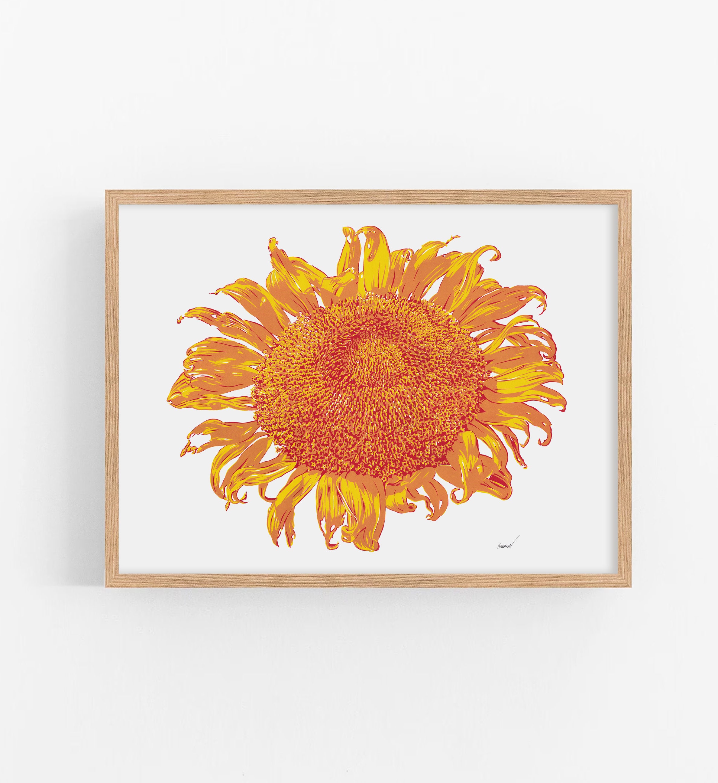 Sunflower Art Print, Floral wall art, Flower Illustration, Orange botanical Art, Wildflower Print, Gift for Her, Nature Lover Gift Women