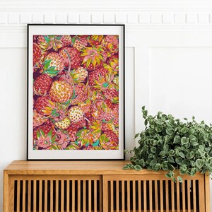 Strawberry graphic art print Fruit wall art Red kitchen artwork Food berry illustration Modern trendy colorful Large graphic art poster image 7