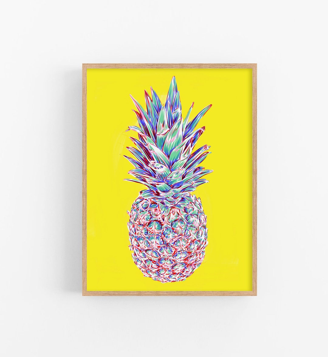 Pineapple Art Print Fruit Wall Art Food Poster Kitchen Artwork Yellow