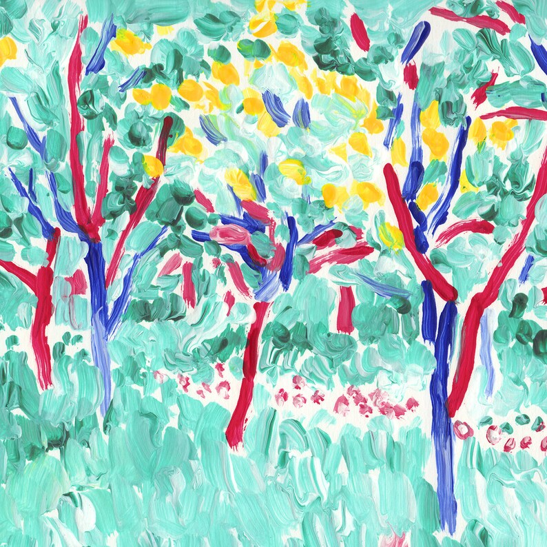 Tree Painting Landscape Original Art Garden Wall Art Nature Etsy