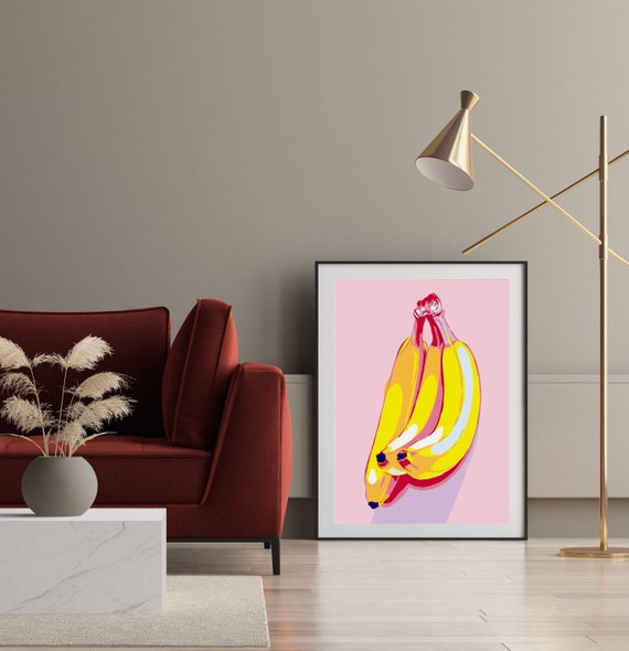 Banana Art Print, Colorful Kitchen Still Life Poster - Etsy