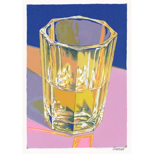 Malowanie na szkle Napój oryginalna sztuka Sztuka ścienna do kuchni Wino koktajl Grafika na wózku barowym 12 na 8 pop art kolorowy mały obraz autorstwa KomarovArt