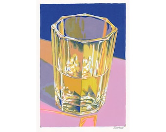 Glass painting Drink original art Kitchen wall art Wine cocktail Bar cart artwork 12 by 8 pop art colorful small painting by KomarovArt