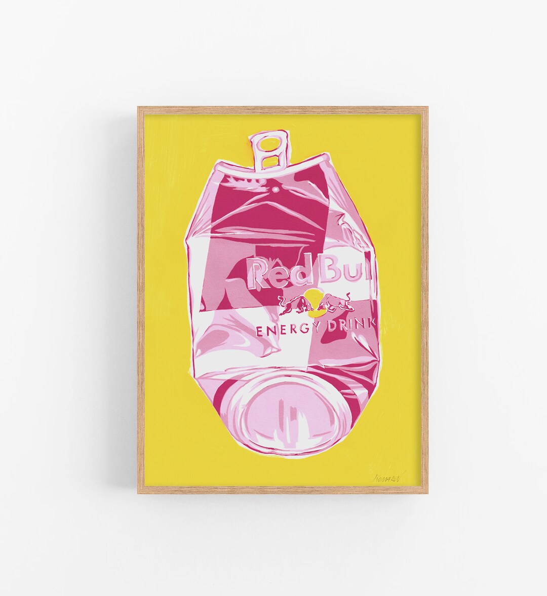 Red Bull Can Art Print Kitchen Wall Art Drink Artwork Crushed Can