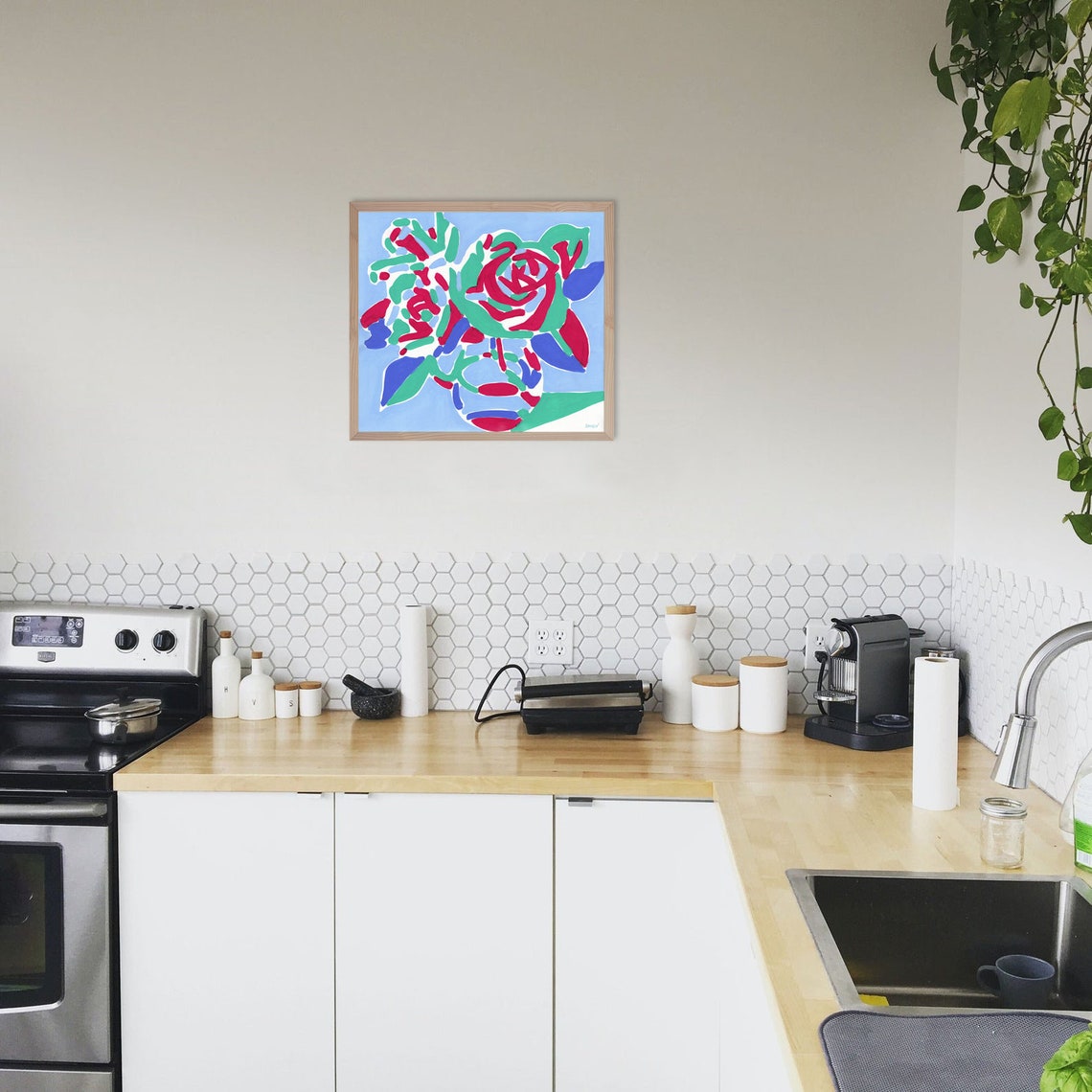 Rose Painting June Birth Flower Original Art Floral Wall Art | Etsy